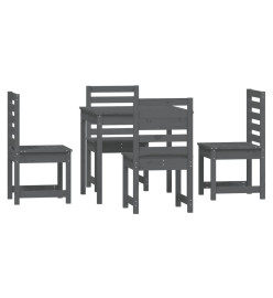 Ensemble à dîner de jardin 5 pcs gris bois massif de pin