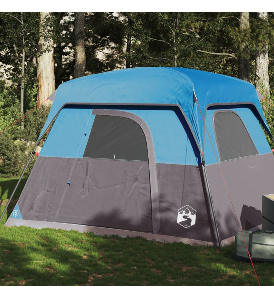 Tente de camping de cabine 4 personnes bleu imperméable