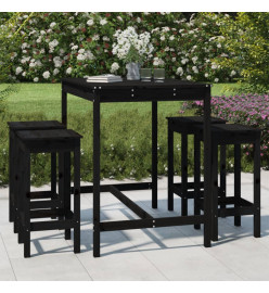 Ensemble de bar de jardin 5 pcs noir bois de pin massif