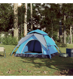 Tente de camping à dôme 4 personnes bleu libération rapide