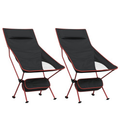 Chaise de camping pliables lot de 2 noir tissu oxford aluminium