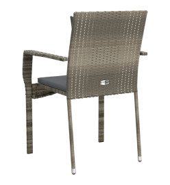 Chaises de jardin avec coussins 2 pcs Résine tressée Gris