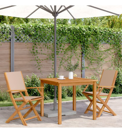 Chaises de jardin lot de 2 taupe bois d'acacia massif et tissu