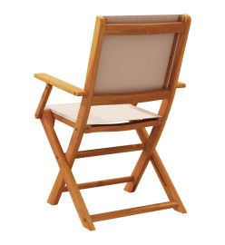 Chaises de jardin lot de 2 taupe bois d'acacia massif et tissu
