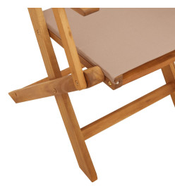 Chaises de jardin lot de 2 taupe bois d'acacia massif et tissu