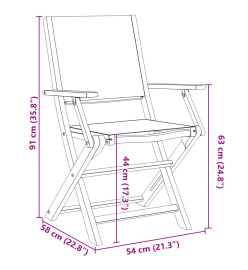 Chaises de jardin lot de 2 taupe bois d'acacia massif et tissu