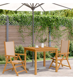 Chaises de jardin lot de 2 taupe bois d'acacia massif et tissu