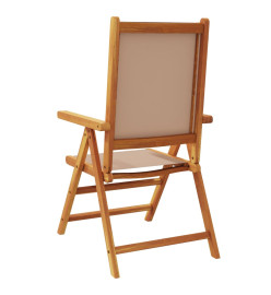 Chaises de jardin lot de 2 taupe bois d'acacia massif et tissu