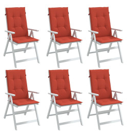 Coussins de chaise à dossier haut lot de 6 rouge mélangé tissu