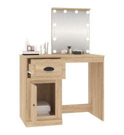 Coiffeuse avec LED chêne sonoma 90x50x132,5cm bois d'ingénierie