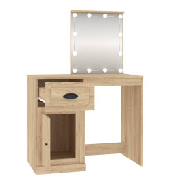 Coiffeuse avec LED chêne sonoma 90x50x132,5cm bois d'ingénierie