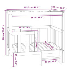 Lit pour chien Blanc 105,5x83,5x100 cm Bois de pin solide