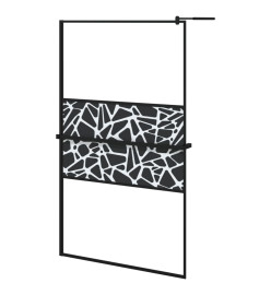 Paroi de douche avec étagère Noir 115x195cm Verre ESG&Aluminium