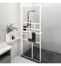 Paroi de douche et étagère Blanc 90x195 cm Verre ESG&Aluminium