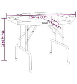 Table de poker pliable 8 joueurs Bleu 108x108x75 cm