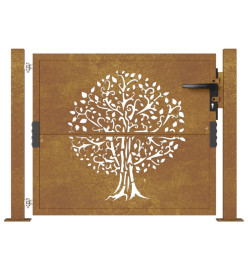 Portail de jardin 105x105 cm acier corten conception de l'arbre