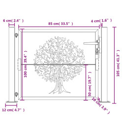 Portail de jardin 105x105 cm acier corten conception de l'arbre