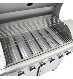 Barbecue à gaz avec 7 brûleurs argent acier inoxydable