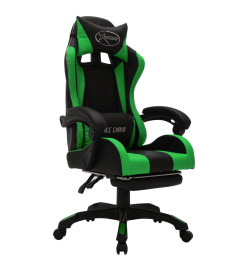 Fauteuil de jeux vidéo avec LED RVB Vert et noir Similicuir