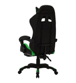 Fauteuil de jeux vidéo avec LED RVB Vert et noir Similicuir