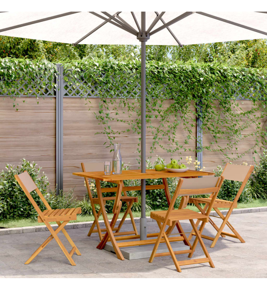 Chaises de jardin pliantes lot de 4 taupe tissu et bois massif Chaises de jardin pliantes lot de 4 taupe tissu et bois massif