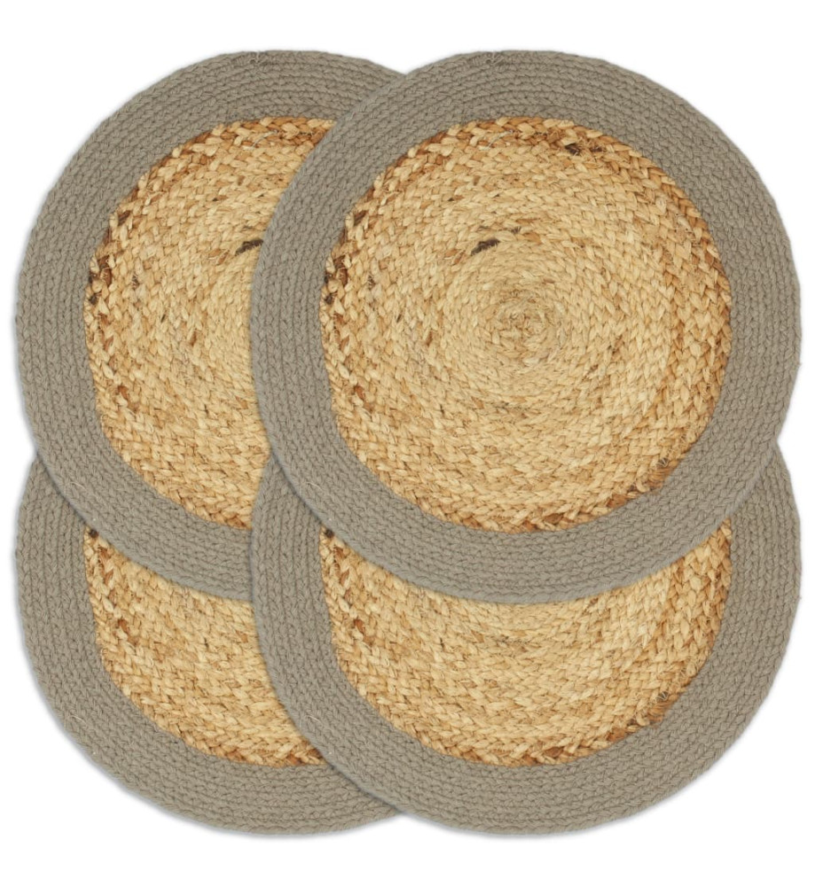 Napperons 4 pcs Naturel et gris 38 cm Jute et coton