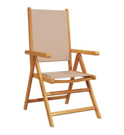 Chaises inclinables de jardin lot de 4 taupe tissu bois massif