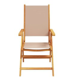 Chaises inclinables de jardin lot de 4 taupe tissu bois massif