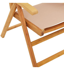 Chaises inclinables de jardin lot de 4 taupe tissu bois massif