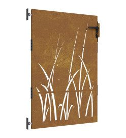 Portail de jardin 85x150 cm acier corten conception d'herbe