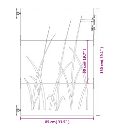 Portail de jardin 85x150 cm acier corten conception d'herbe