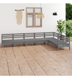 Salon de jardin 7 pcs Bois de pin massif Gris