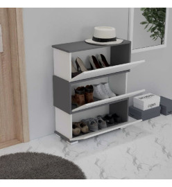 Homemania Armoire à chaussures Zigzag 75x30x95 cm Blanc et anthracite