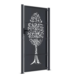 Portail de jardin anthracite 105x180cm acier conception d'arbre