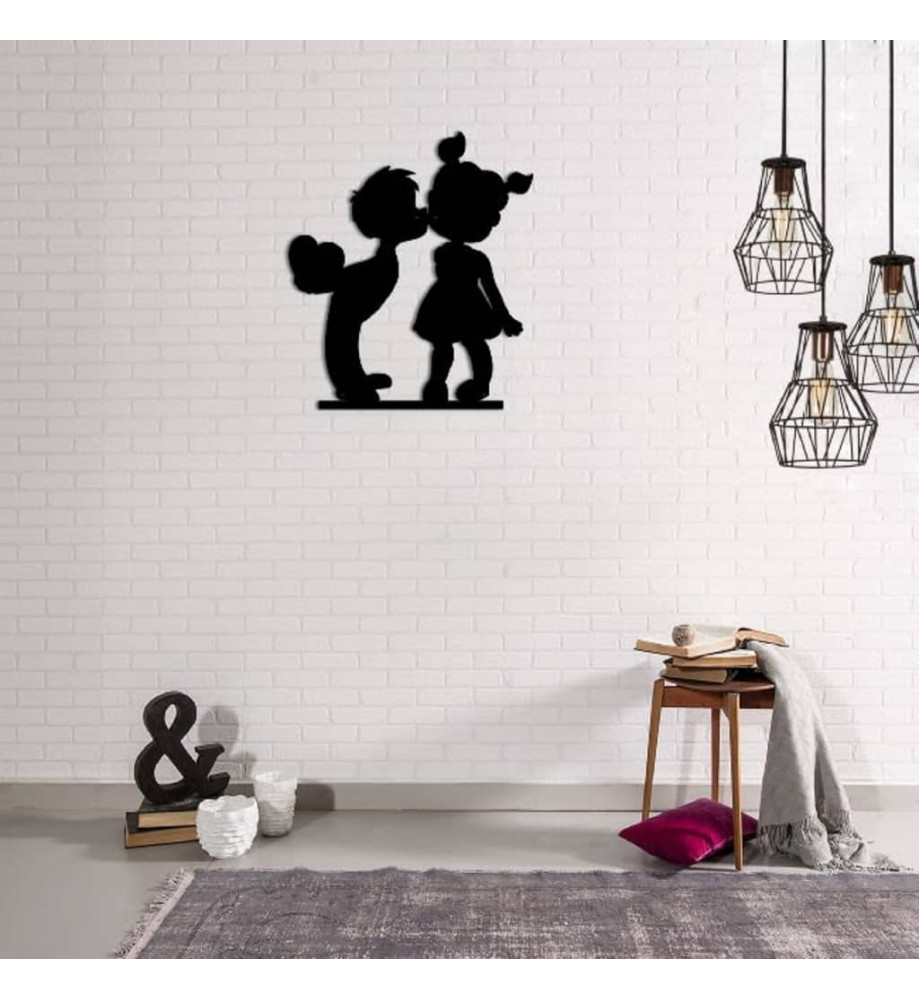 Homemania Décoration murale Bisou 45x50 cm Acier Noir