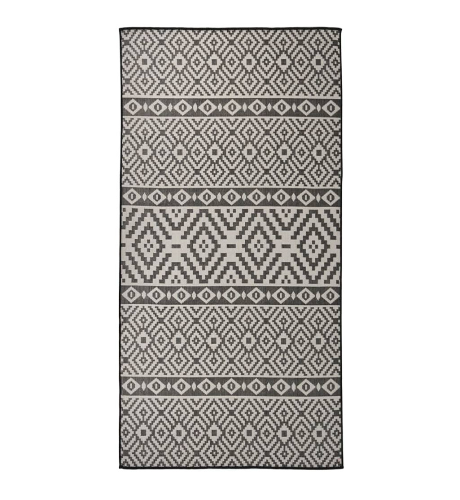 Tapis à tissage plat d'extérieur 100x200 cm Rayures noires