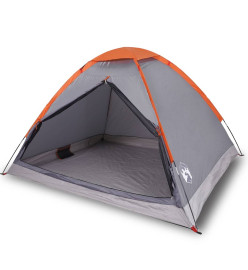 Tente de camping à dôme 4 personnes gris et orange imperméable