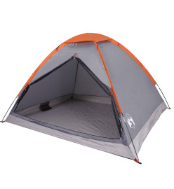 Tente de camping à dôme 4 personnes gris et orange imperméable