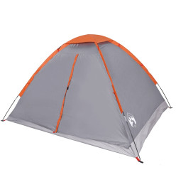 Tente de camping à dôme 4 personnes gris et orange imperméable