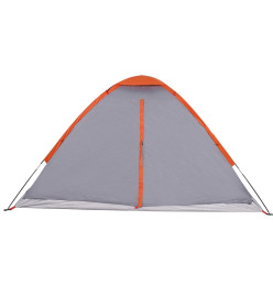 Tente de camping à dôme 4 personnes gris et orange imperméable