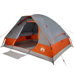 Tente de camping à dôme 4 personnes gris et orange imperméable