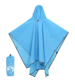 Poncho de pluie avec capuche design 2 en 1 bleu 223x145 cm