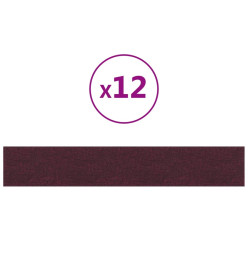 Panneaux muraux 12 pcs Violet 90x15 cm Tissu 1,62 m²