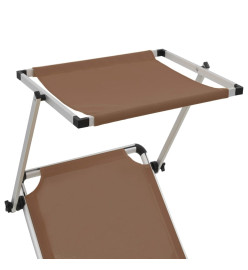 Chaises longues pliables toit 2 pcs Aluminium textilène Marron