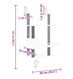 Arbre à chat mural avec griffoir crème 153 cm