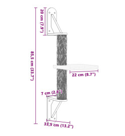 Arbre à chat mural avec griffoir gris foncé 85,5 cm