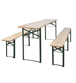 Table de brasserie pliable avec 2 bancs 220 cm Bois de sapin