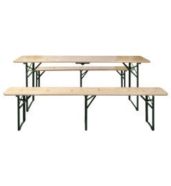 Table de brasserie pliable avec 2 bancs 220 cm Bois de sapin