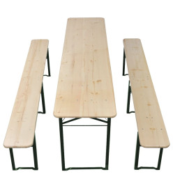 Table de brasserie pliable avec 2 bancs 220 cm Bois de sapin