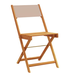 Chaises de jardin pliantes lot de 8 taupe tissu et bois massif